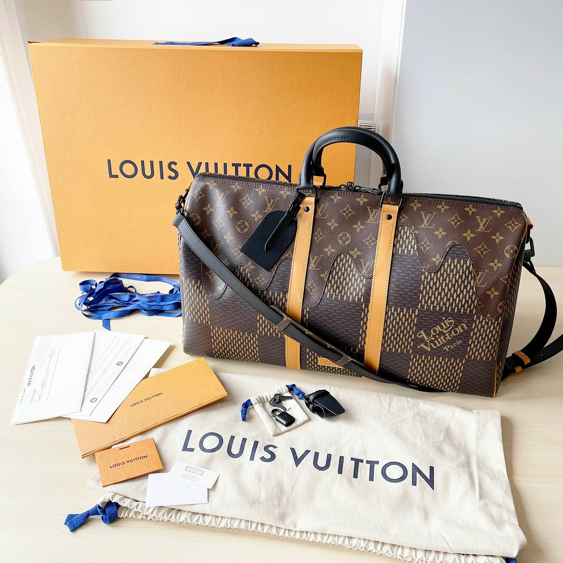 TOP Louis Vuitton LV L*V x Nigo Keepall 50 Bag-Brown