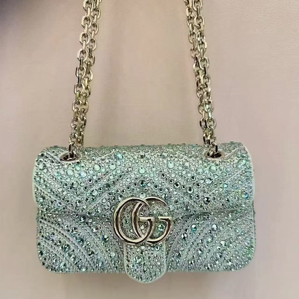 Gucci Marmont Crystal-Embellished Small Shoulder Bag (7A regular version)