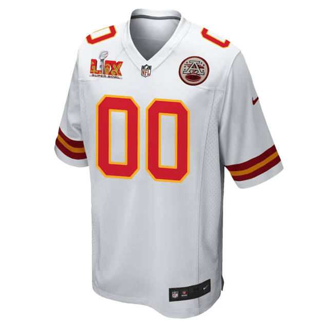 Kansas City Chiefs Super Bowl LIX Patch Game Men Custom Jersey - White