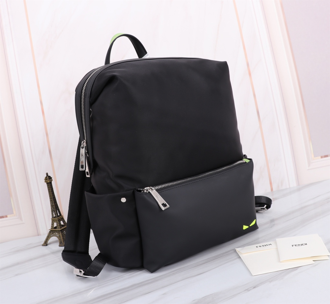 TOP FENDI Nylon Backpack 35✘40✘15cm - Black