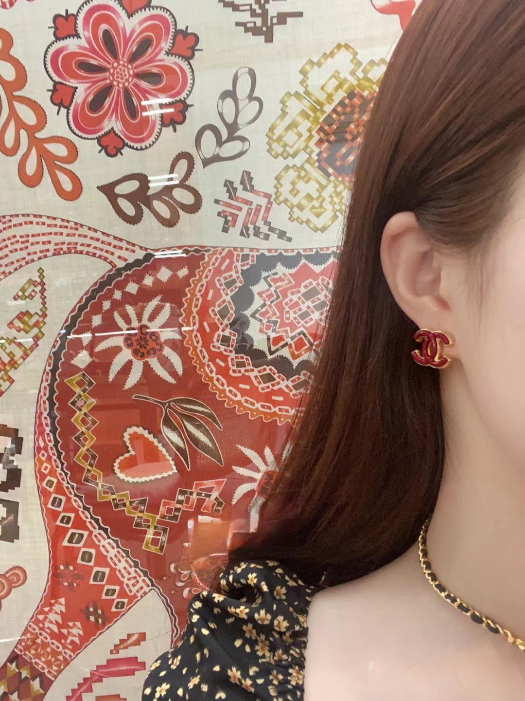 TOP CHANEL CC Earrings-Red