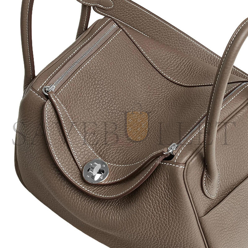HERMÈS MASTER LINDY 26 CLEMENCE ÉTOUPE PALLADIUM HARDWARE (26*18*12cm)