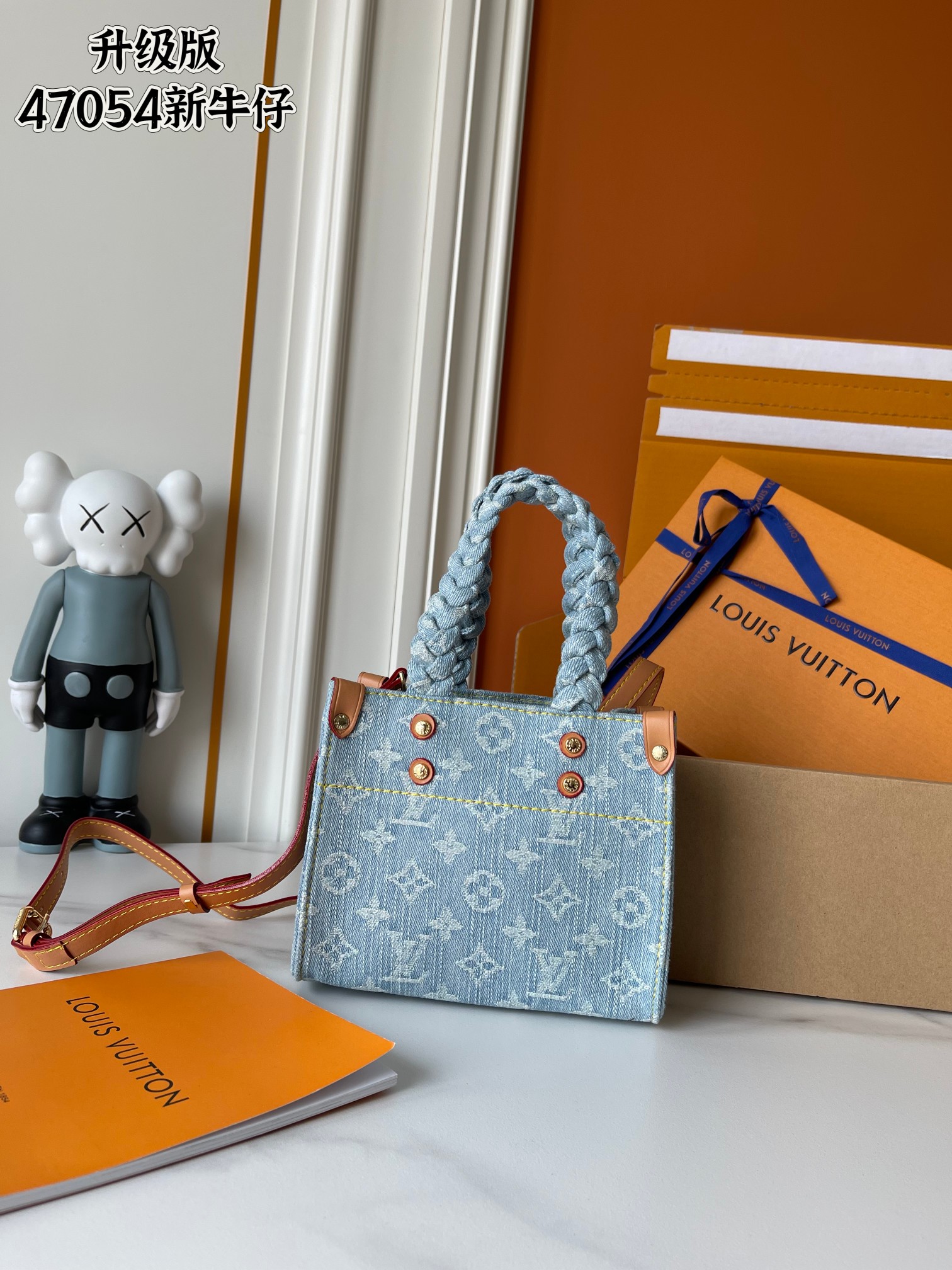 TOP Louis Vuitton LV On The Go Bag 18x15x8.5cm/28x23x10.5cm/35x27x14cm - Denim Blue