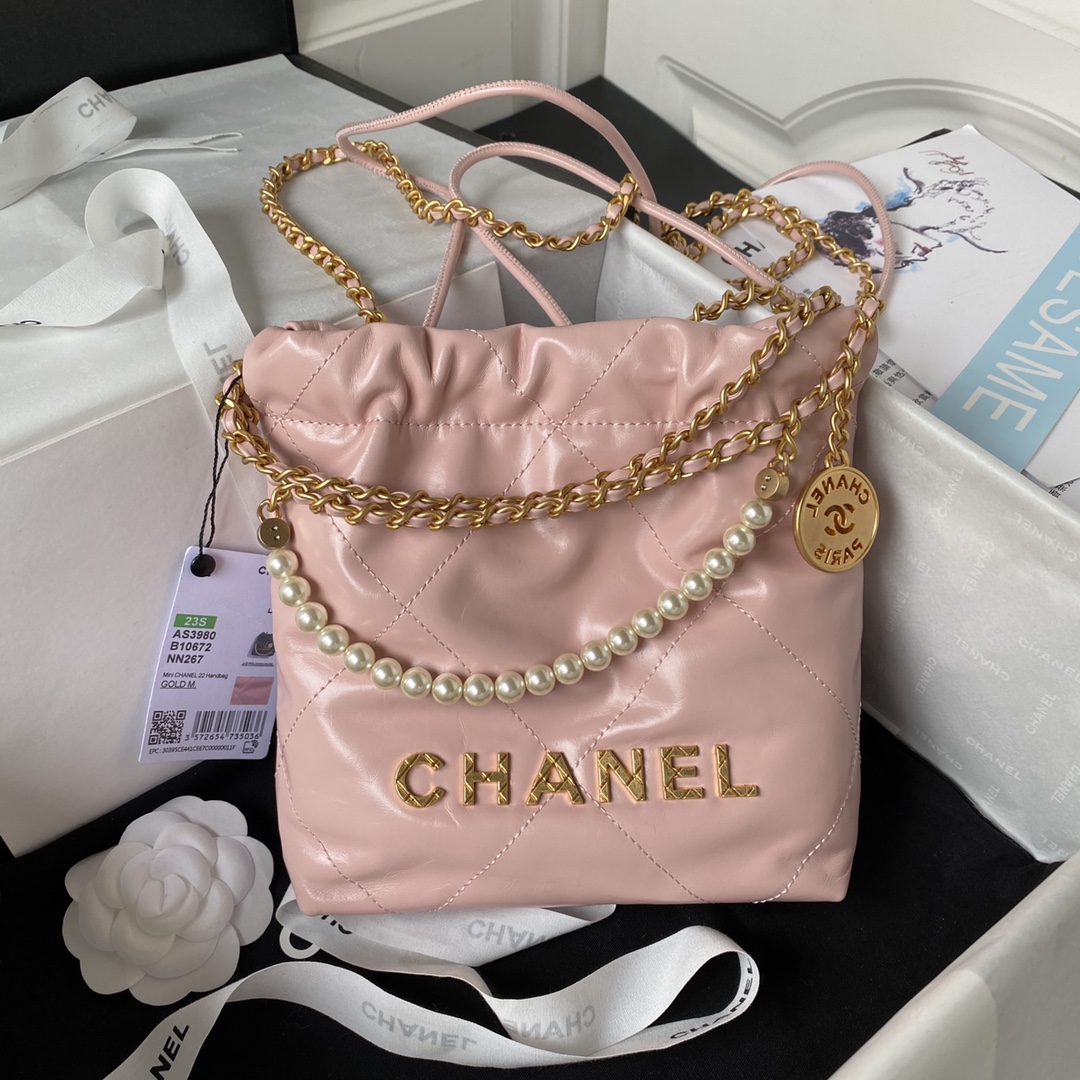 TOP CHANEL 23S Mini 22 Bag - GHW - Pink
