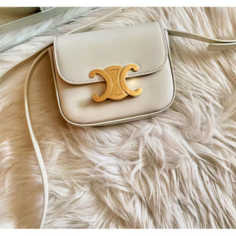 Celine MINI TRIOMPHE IN SHINY CALFSKIN white Very Rare Colour