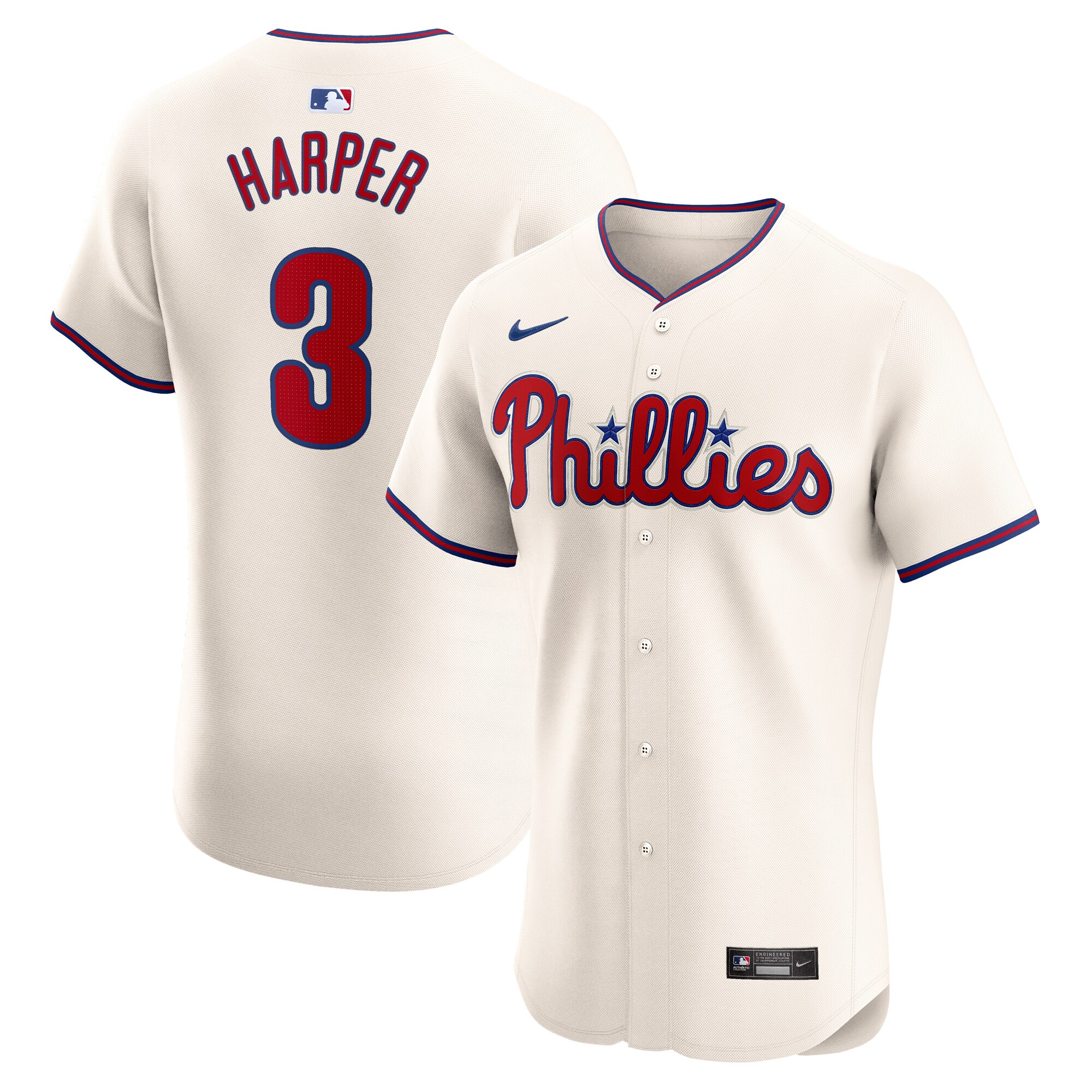 Men's Philadelphia Phillies 3# Bryce Harper Cream Cool Base Jersey