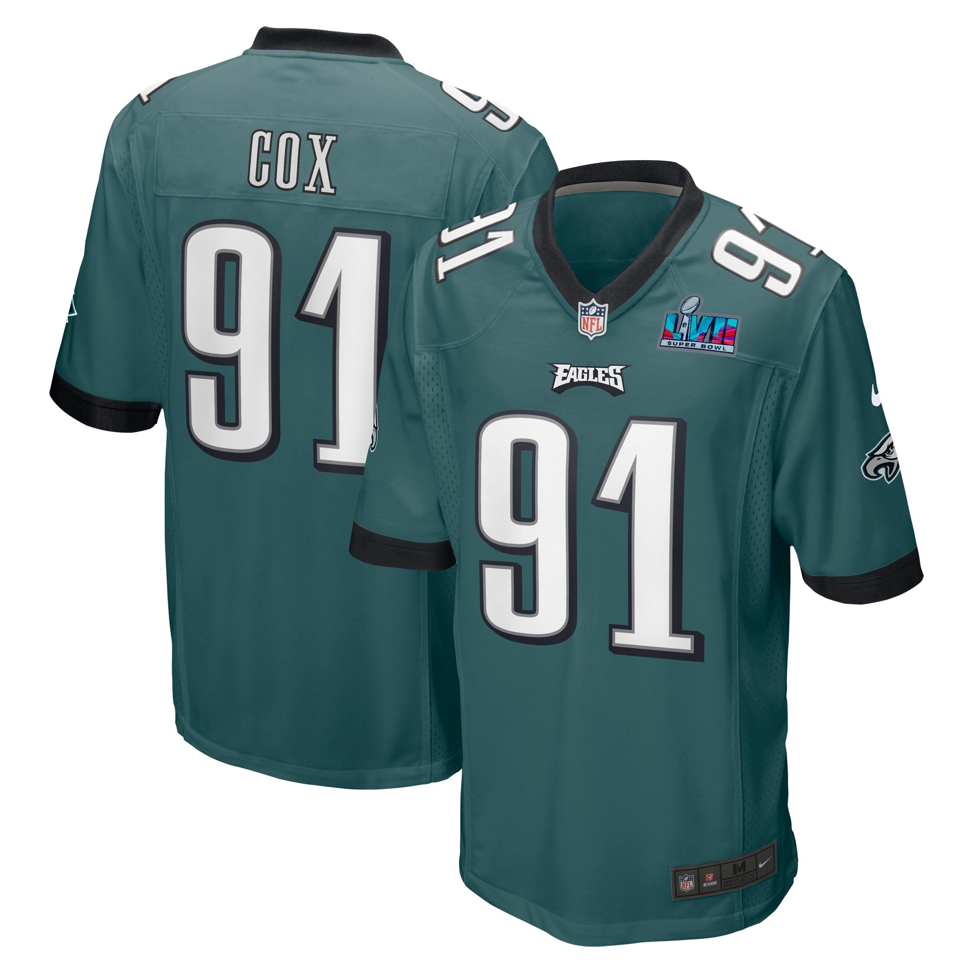 Fletcher Cox Philadelphia Eagles  Super Bowl LVII Patch Game Jersey - Midnight Green