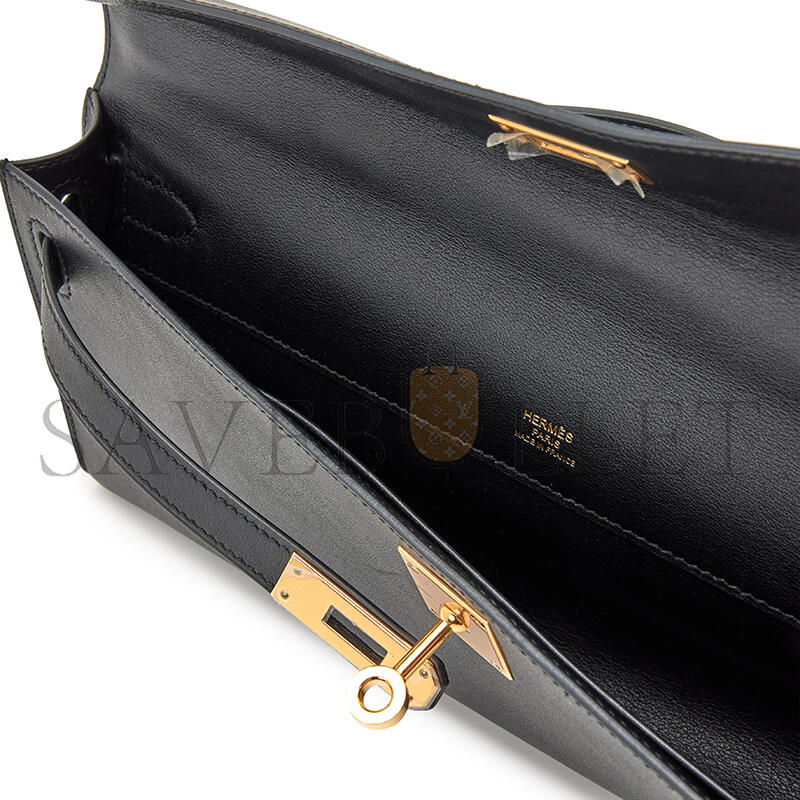 HERMES MASTER BLACK SWIFT KELLY CUT GOLD HARDWARE (31*13*2.5cm)