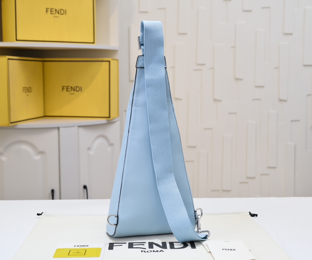TOP Fendi Roma Leather Fendi Cono Shoulder Bag 18×37 cm-Blue