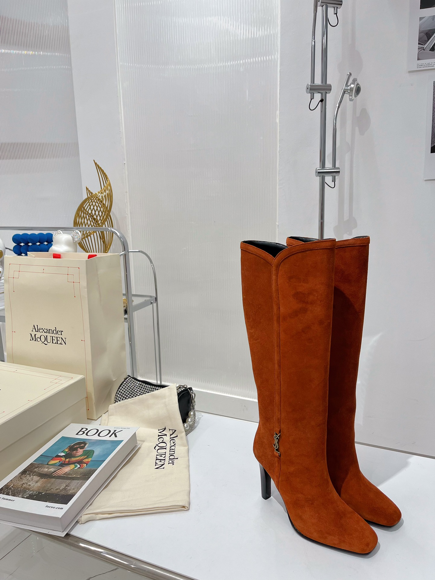 TOP Yves Saint Laurent YSL Calfskin Boots -6.5cm - 2 Colors