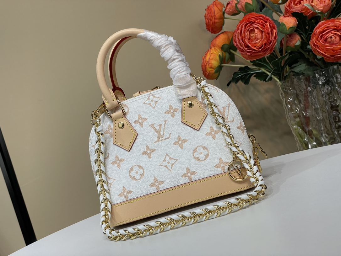TOP Louis Vuitton LV Alma Bag 18 x 12 x 8cm - Beige