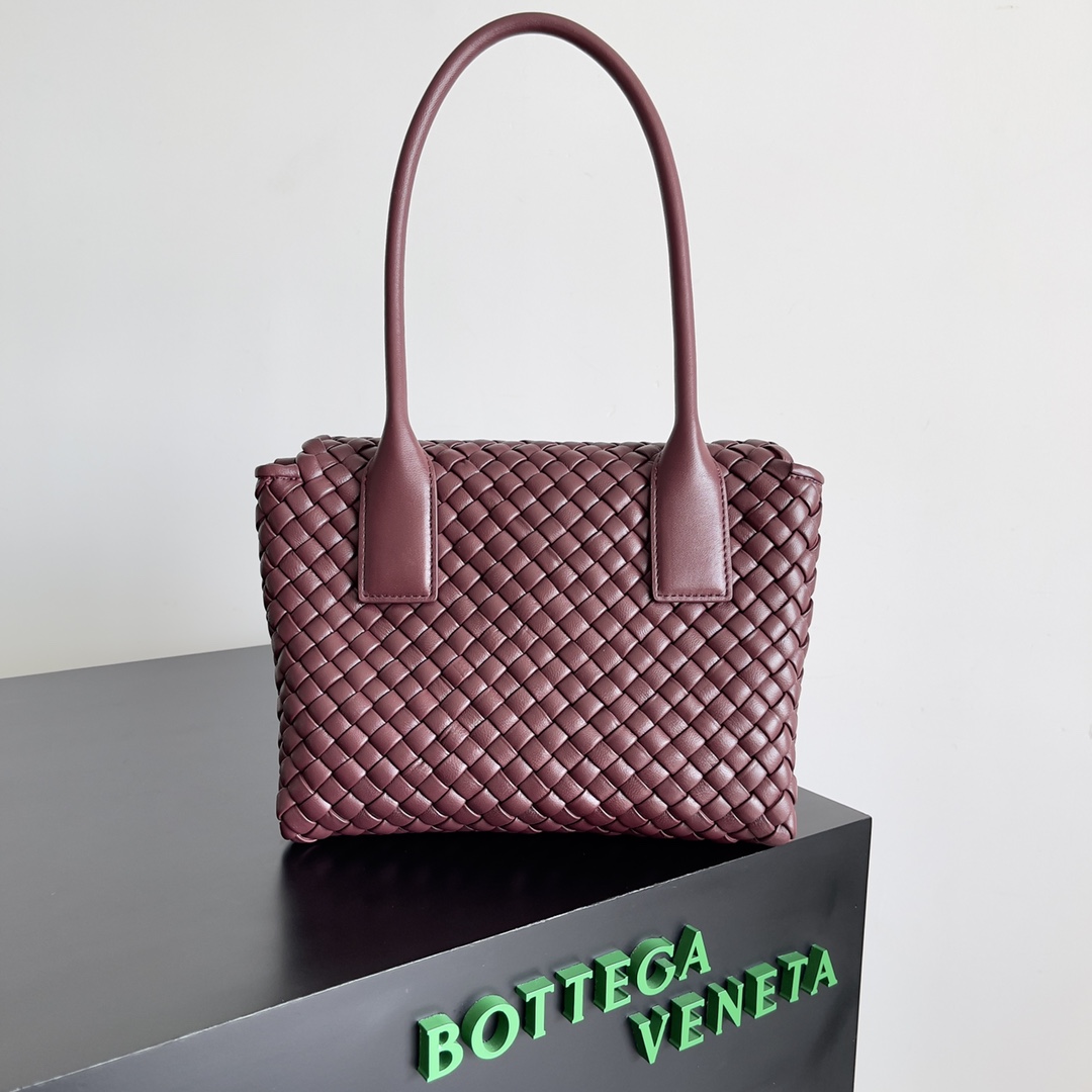 TOP Bottega Veneta BV Patti Top Bag 26x13x20.5cm - Dark Red