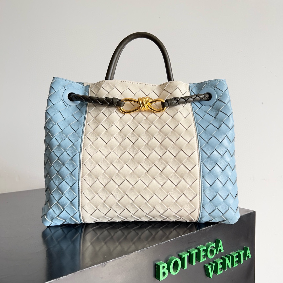 TOP Bottega Veneta BV Andiamo Bag 32x24x12cm - Blue & White