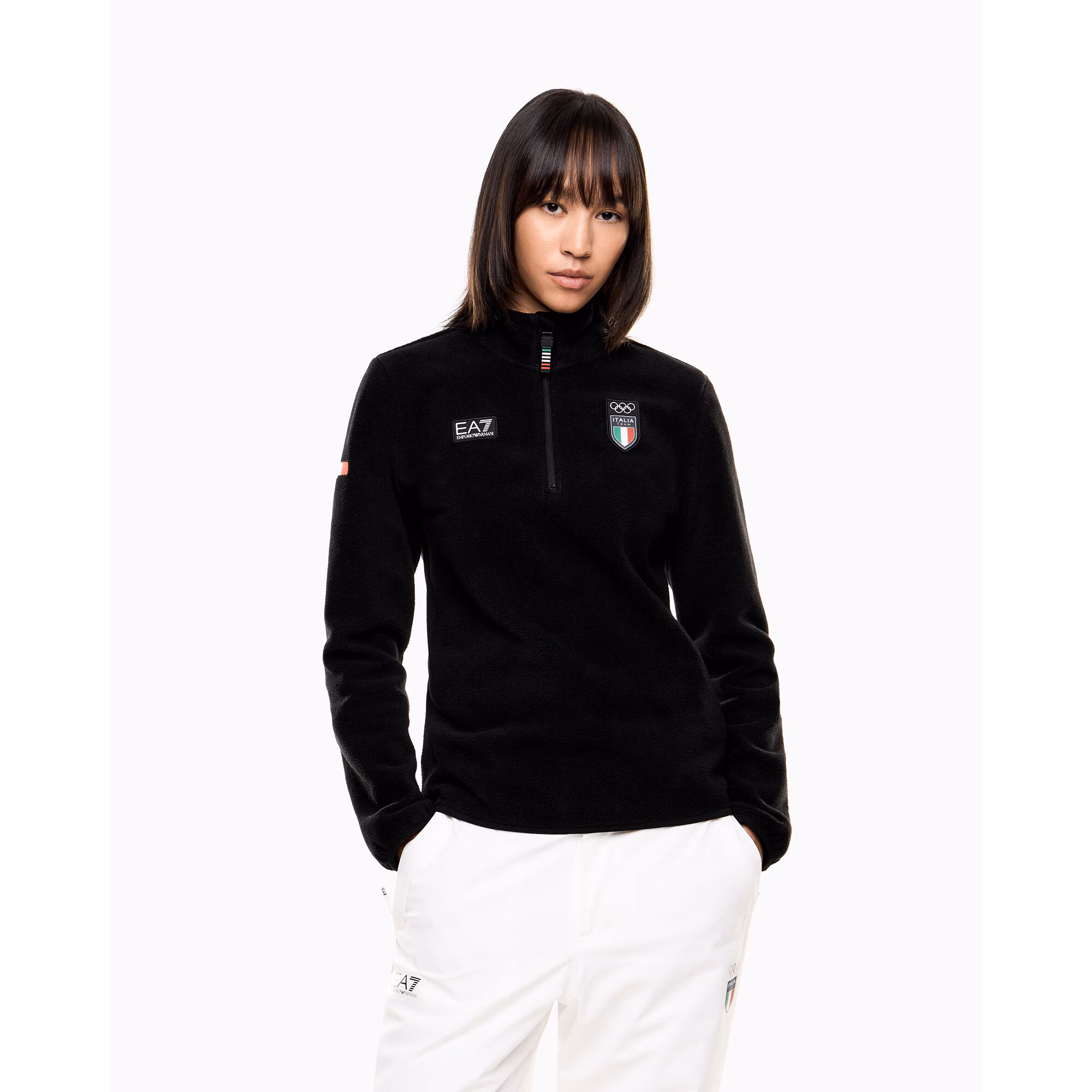 Team Italy EA7 Emporio Armani Polar Fleece - Black - Womens