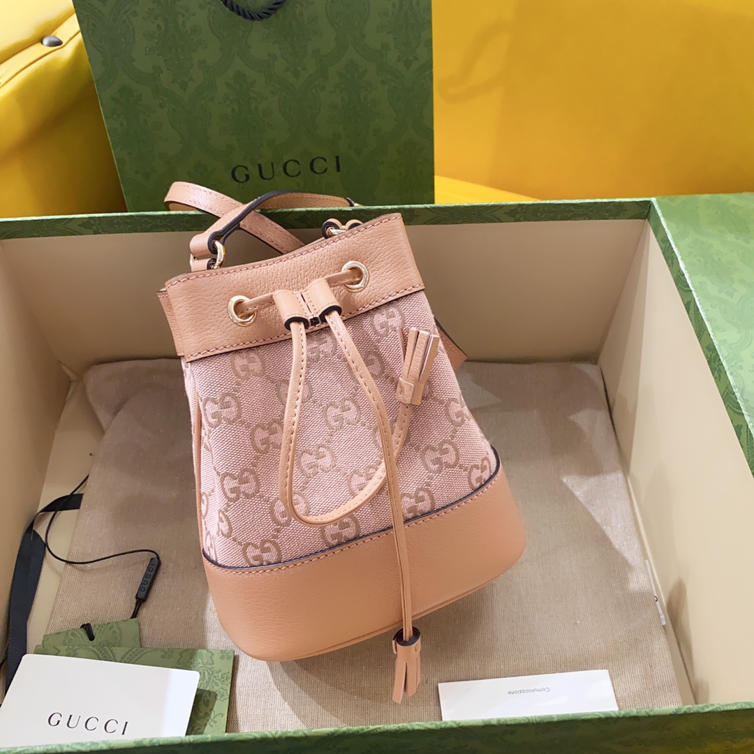 TOP GUCCI G*G Ophidia Mini Bucket  Bags 15.5cm (W) x 19cm (H) x 9cm (D) - Pink