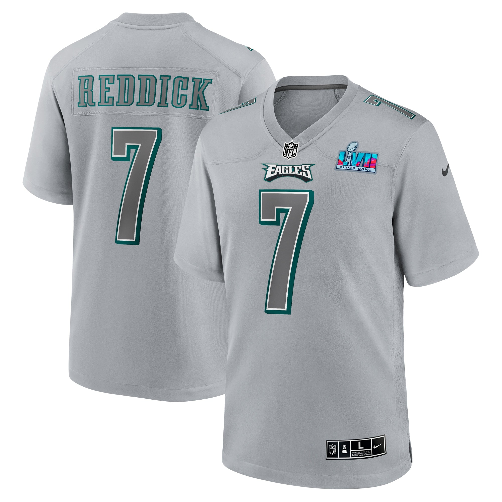 Haason Reddick Philadelphia Eagles  Super Bowl LVII Patch Atmosphere Fashion Game Jersey - Gray