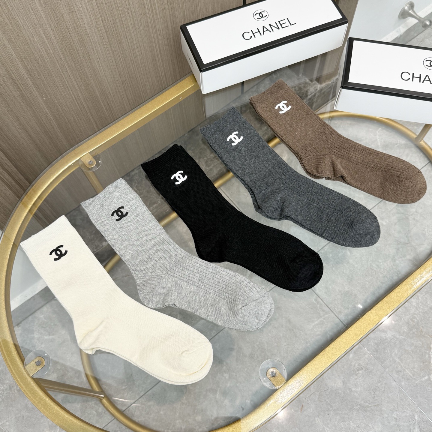 TOP CHANEL Socks - 5 Pieces as a Set