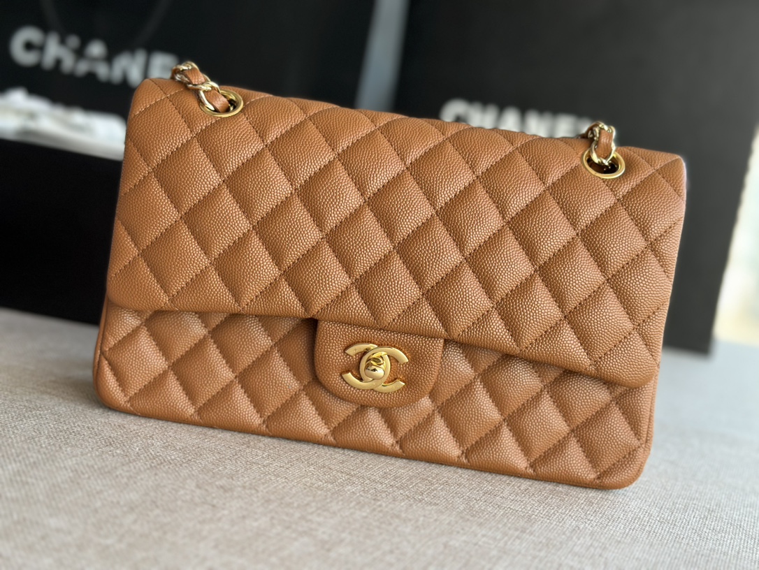 TOP CHANEL Classic Flap Bag  15.5*25.5*6.5cm -Brown & GHW