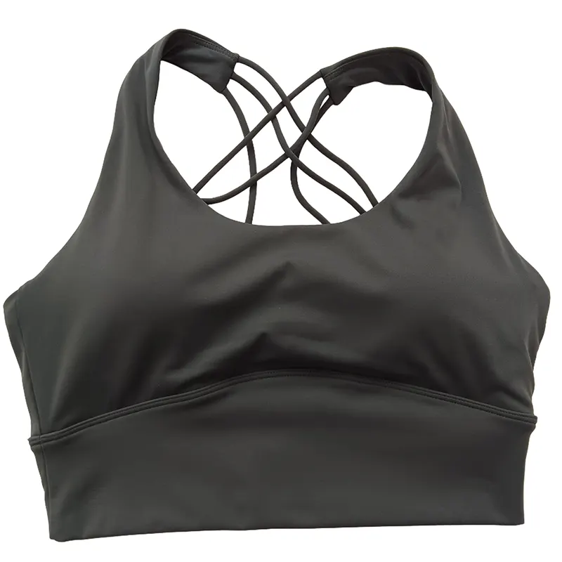 GIRL Sports Bra, Criss-Cross Back Padded Strappy Sports Bras Medium Support Yoga Bra with Removable Cups