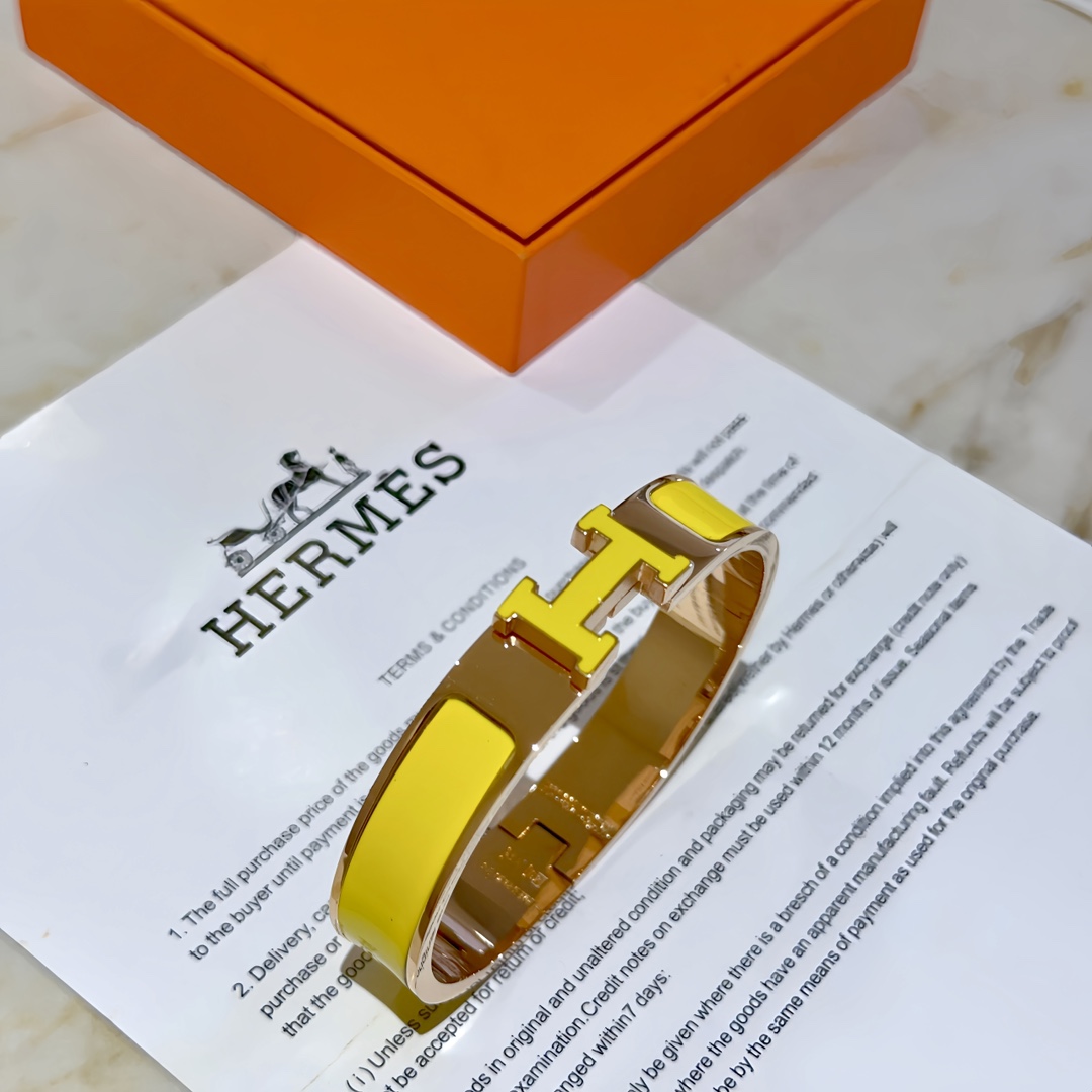TOP HERMES  Enamel Bracelet -Yellow