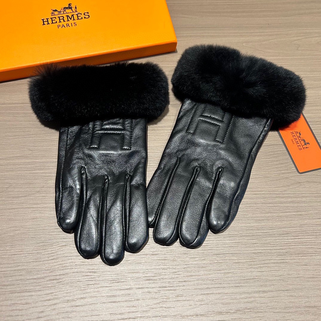 TOP HERMES Gloves with Fur