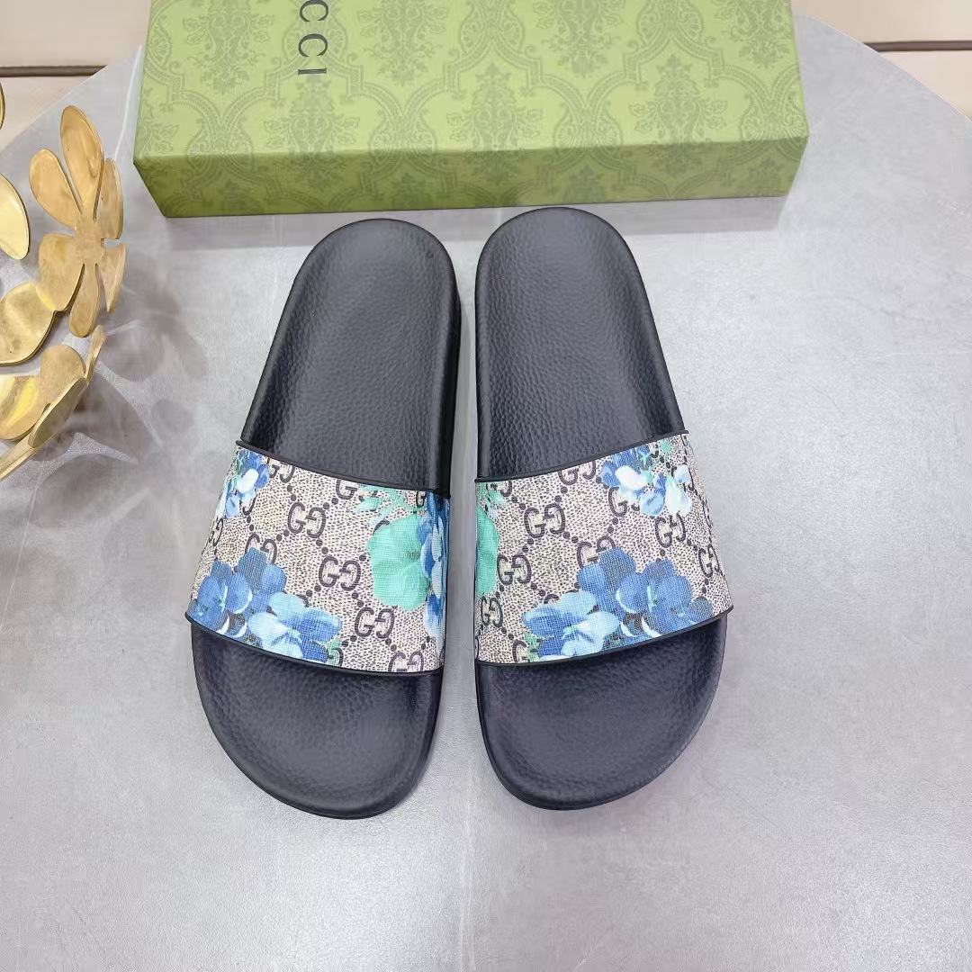 TOP GUCCI Flower Slide-  Black