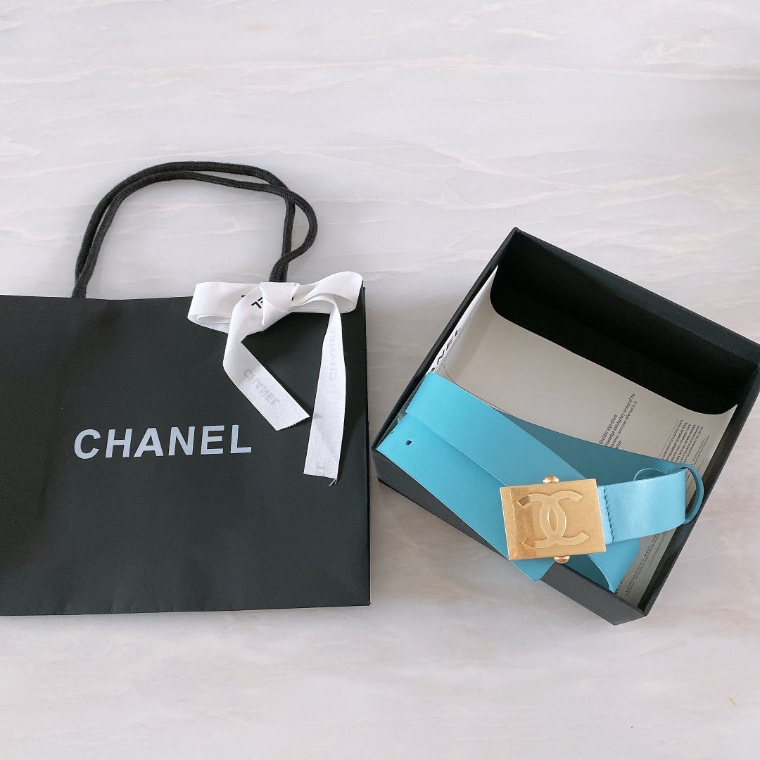 Chanel Belt With Ribbon Buckle Blue Women Belt 30MM