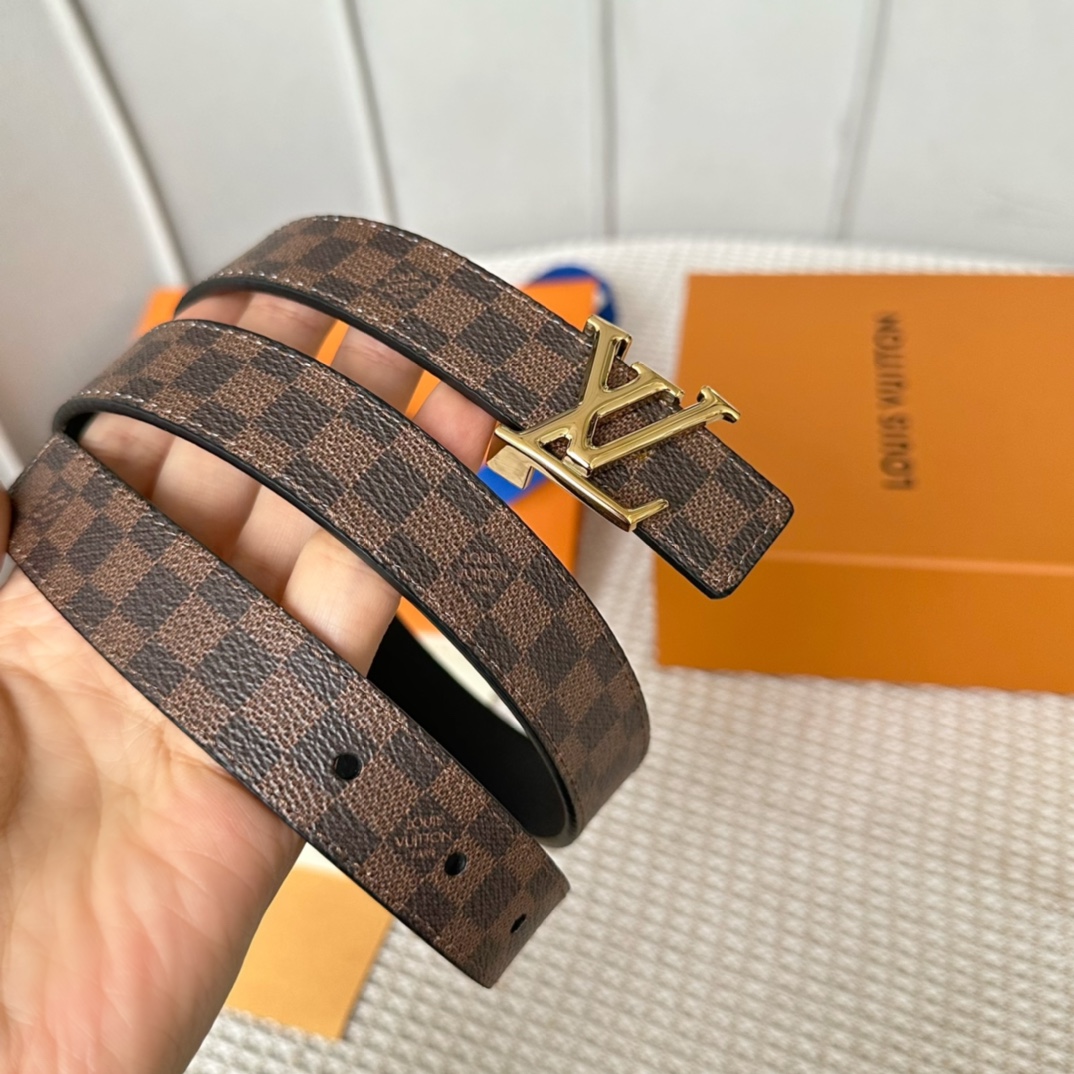 TOP Louis Vuitton LV Double Sided Cowhide Belts - 2.5CM