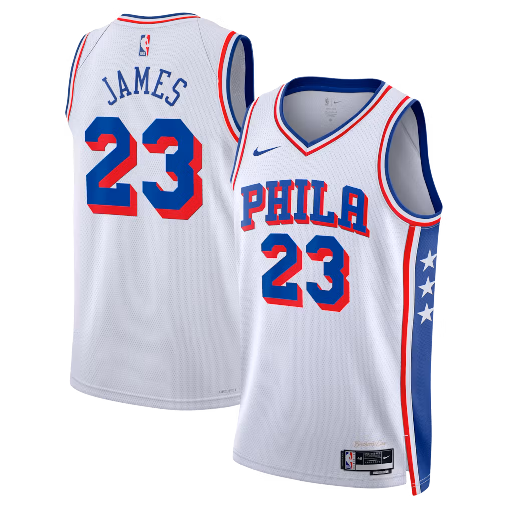 Philadelphia 76ers LeBron James White Jersey - Association Edition