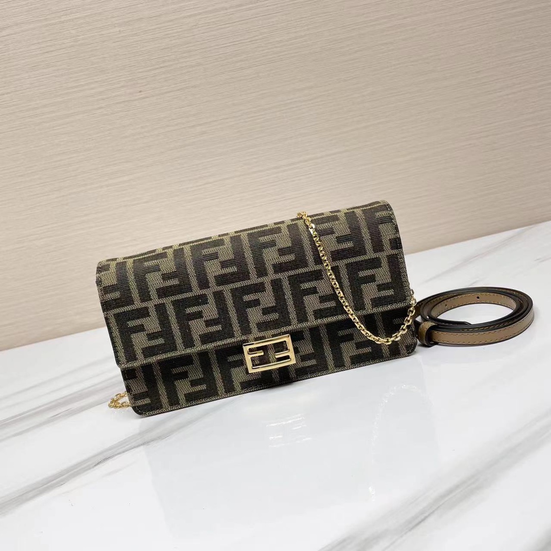 TOP FENDI FF Fabric Material Baguette Bags 21x11.5x5cm - GHW