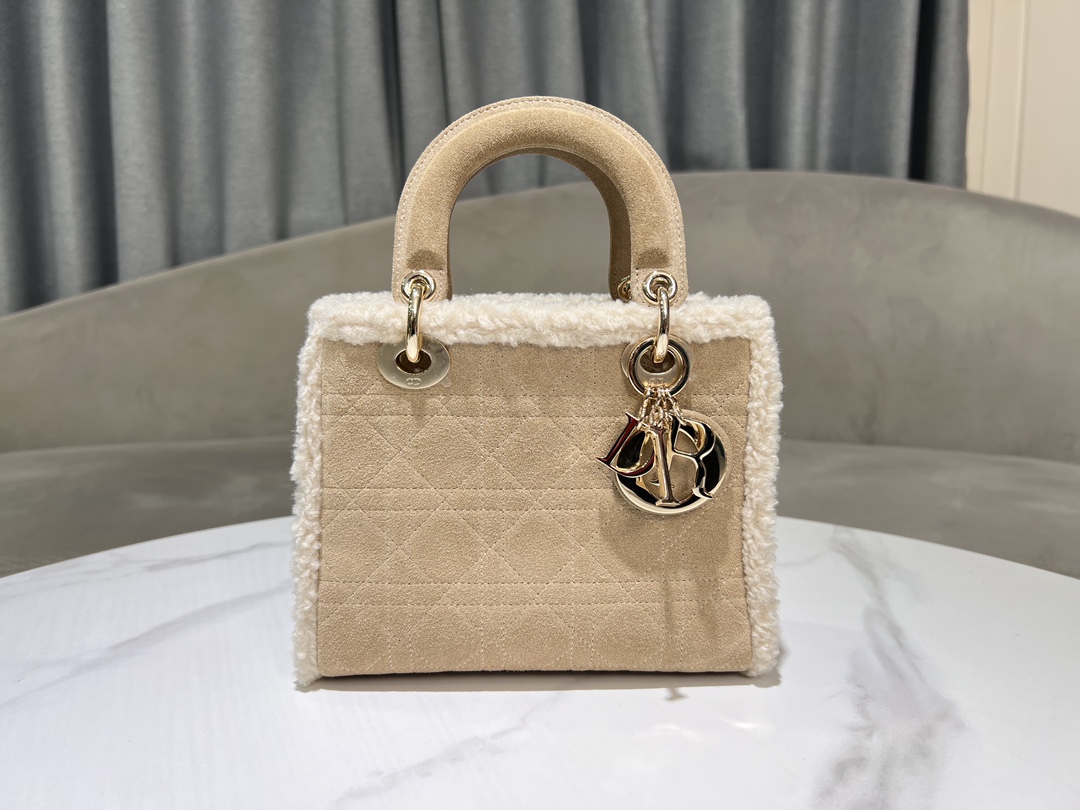 TOP Christian Dior Lady Dior Bags Sheeps Leather17*15*7cm/20*17*8cm/24*21*12 cm - 3 Size - Brown