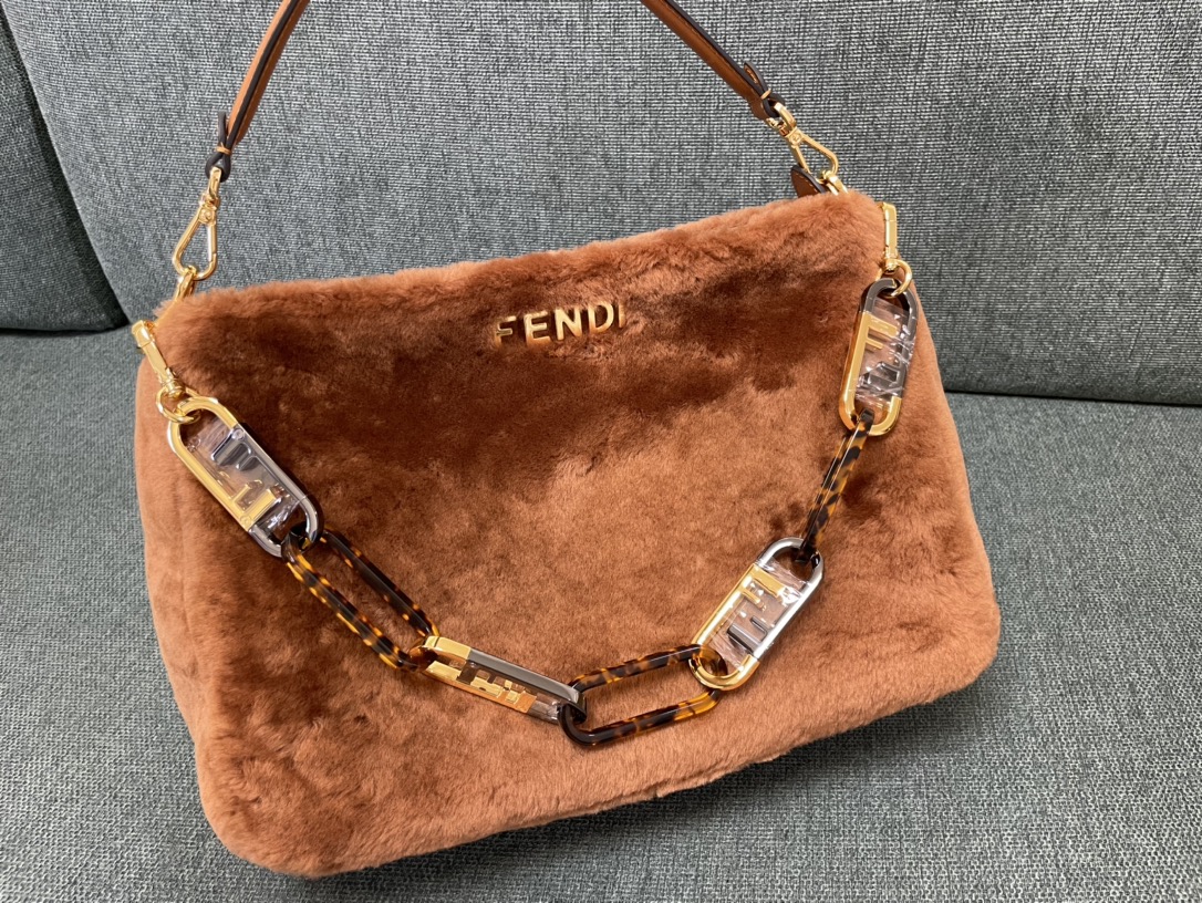 TOP FENDI Wool Fendi O'Lock Bags 36x16x26cm - Brown