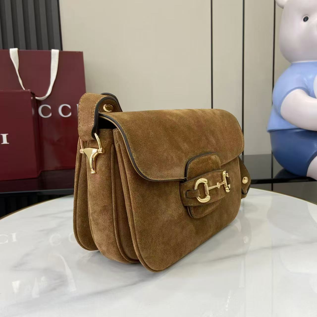 TOP GUCCI Gucci Horsebit 1955 Aura Small Shoulder Bag 26CM - Brown