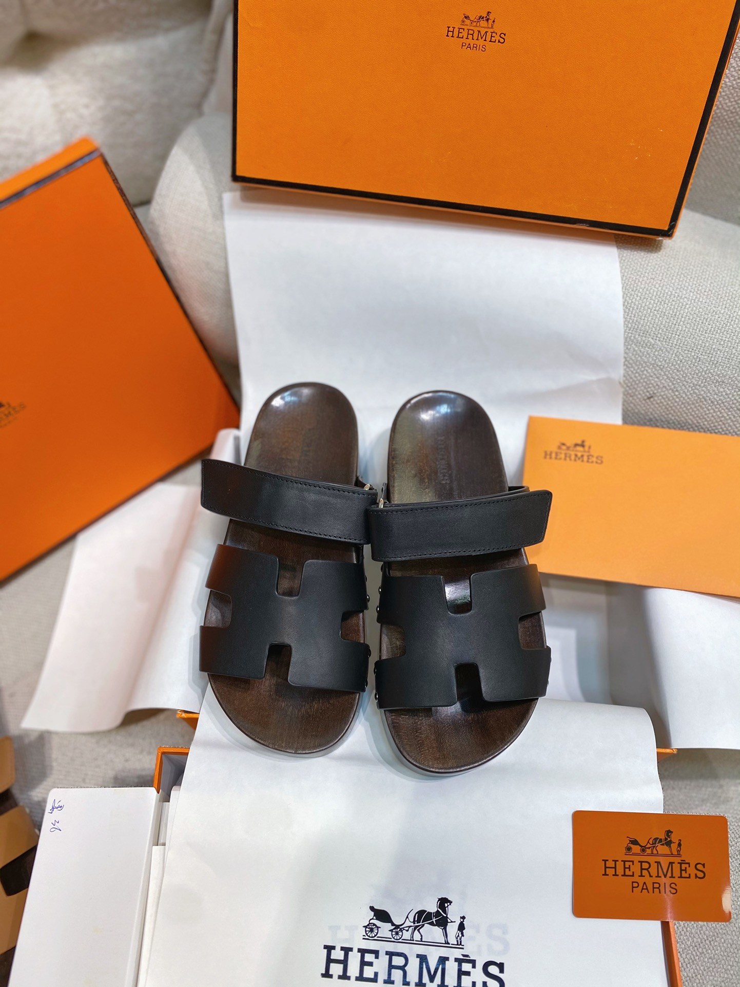 TOP HERMES Sandals With Wooden Soles - 3 Colour