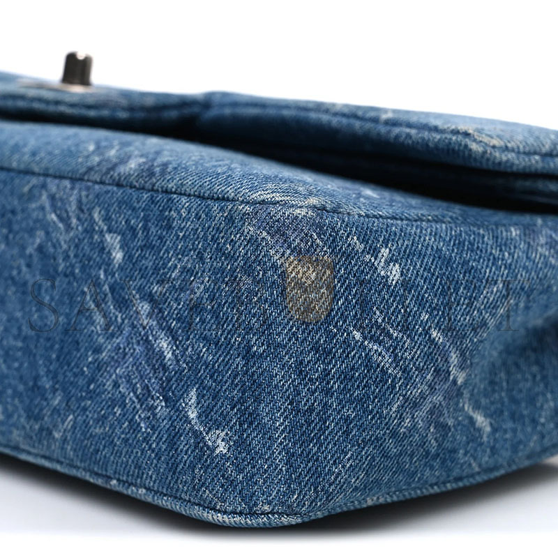CHANEL MASTER DENIM BLEACHED CHAIN MEDIUM DOUBLE FLAP BLUE (25.5*15.5*6.5cm)