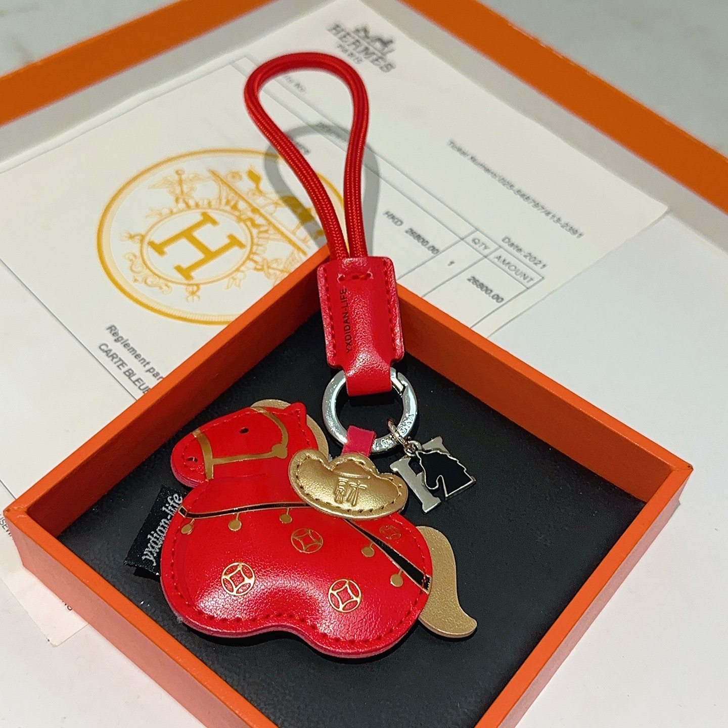 TOP HERMES Key Chain - Red