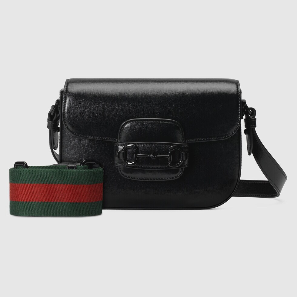 TOP GUCCI G*G Horsebit 1995 Mini Bag 20.5x 14.5x 5cm-Red-green Ribbon