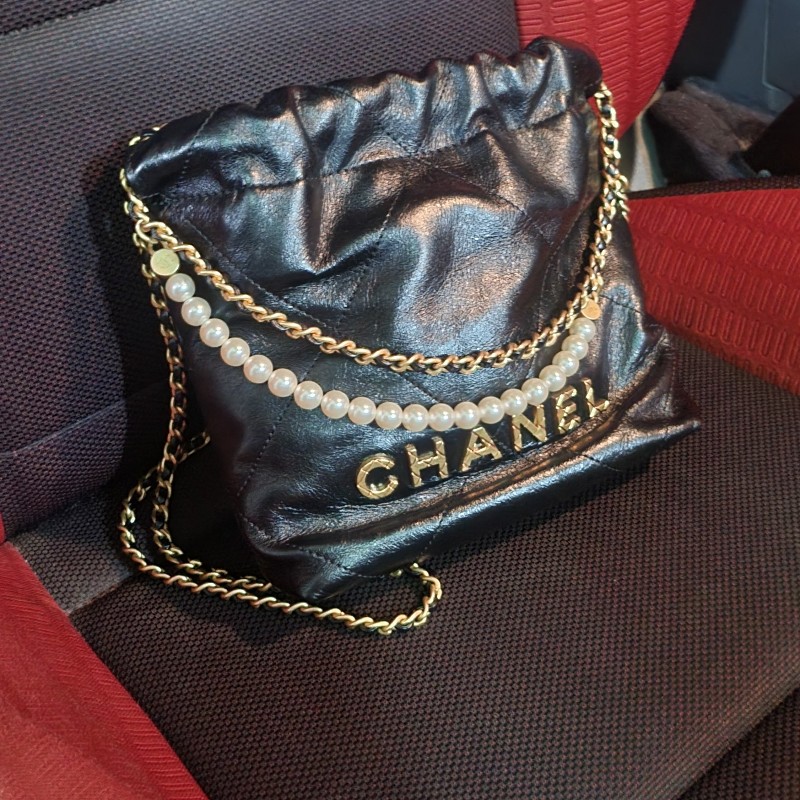 CHANEL Mini 23S Shiny Calfskin with Pearl Handbag AS3980(Replica)