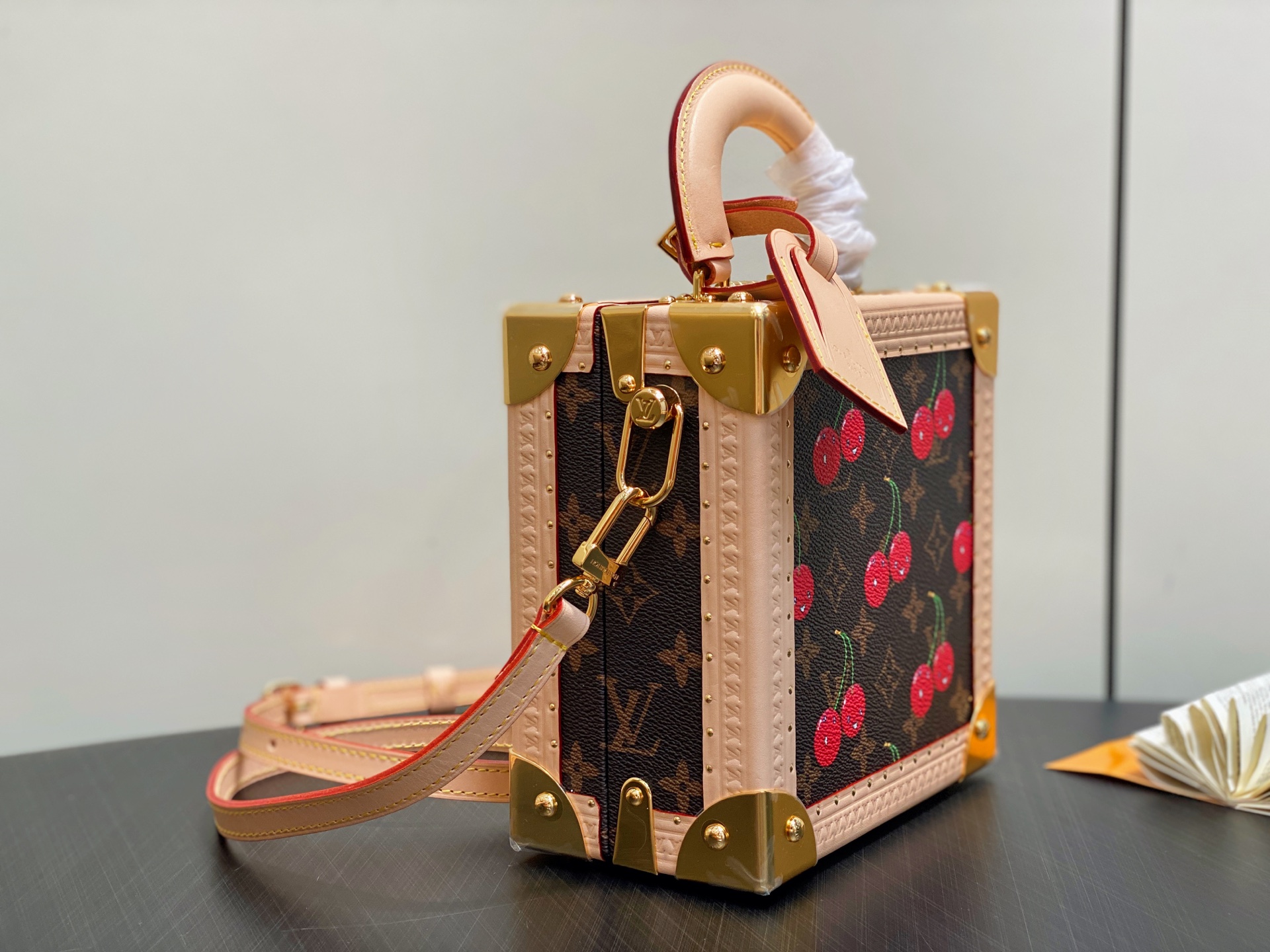 TOP Louis Vuitton LV Mini Square Trunk Cherry Box Bag 17x8x17cm - Brown