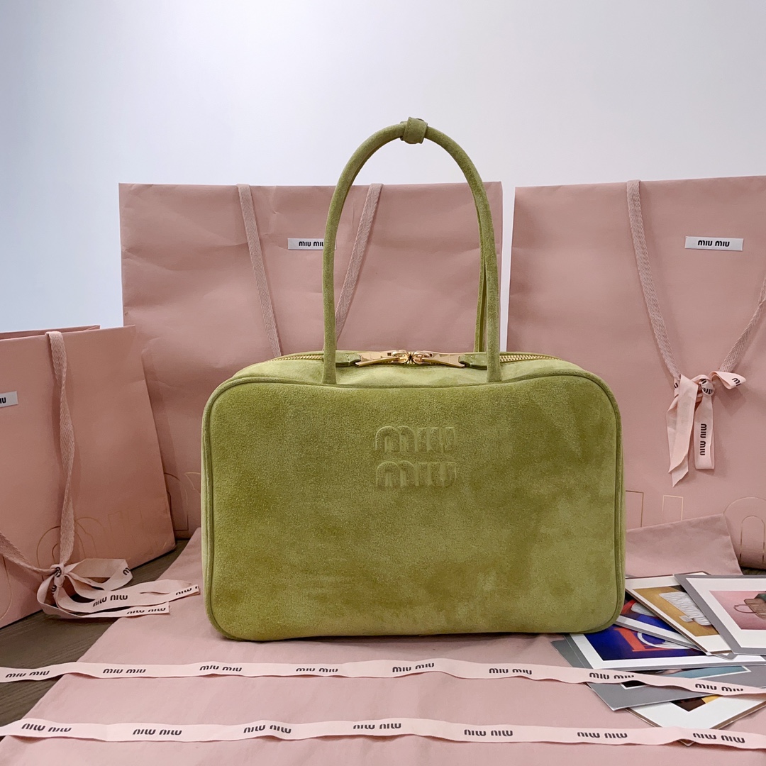 TOP Miu Miu Leather Handbag 34X23X12cm - Green