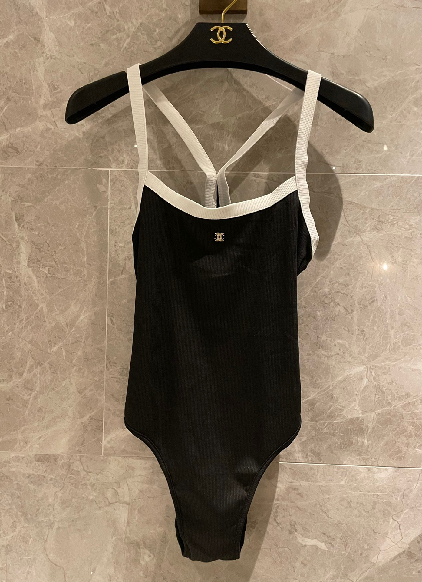 TOP CHANEL One-Piece Swimsuit - Black