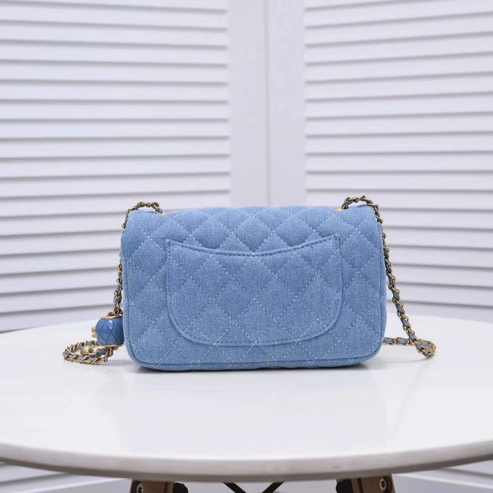 Chanel Classic Flag Bag Quilted Denim 20CM(Replica)