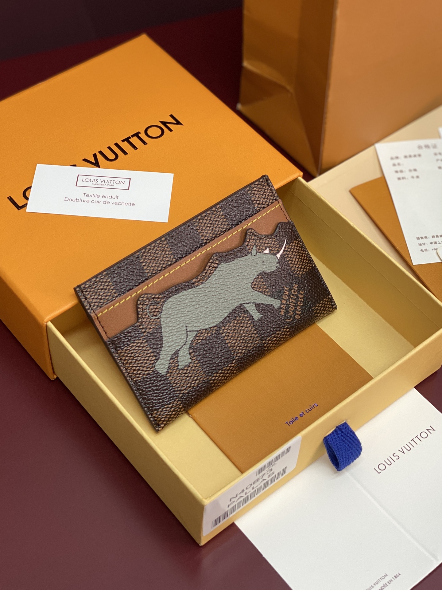 TOP Louis Vuitton LV X The Darjeeling Limited Card Holder 11x7x1.5cm Damier Heritage - Brown