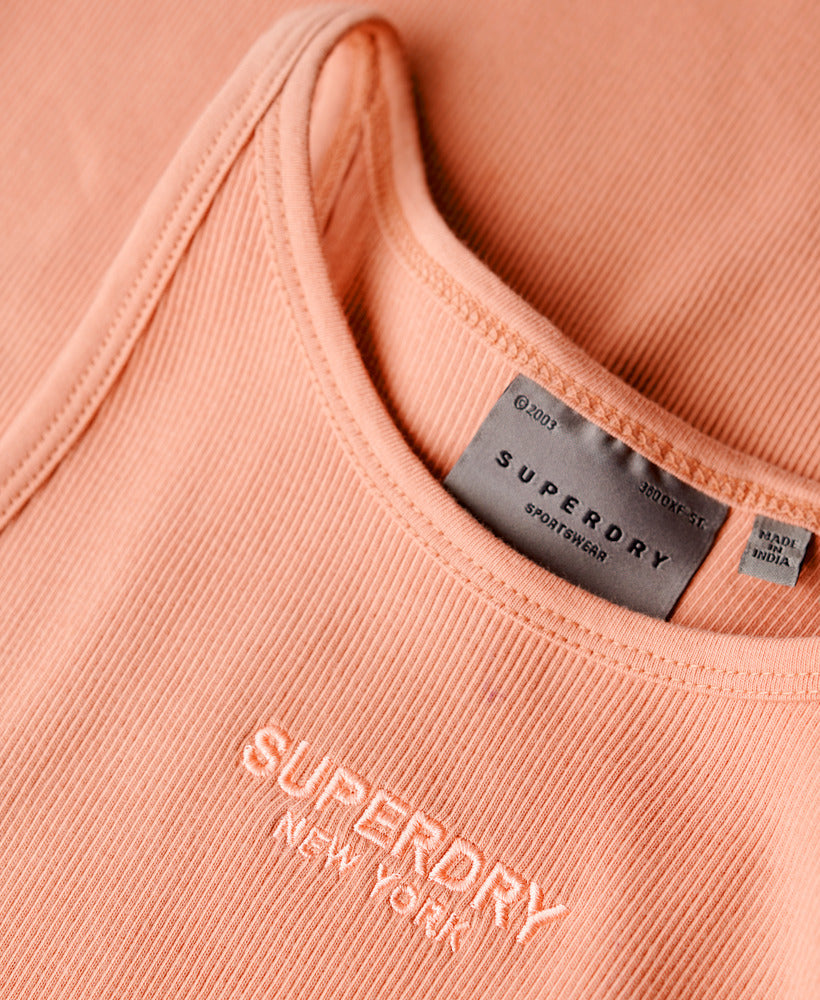 Embroidered Rib Racer Dress | Cameo Brown