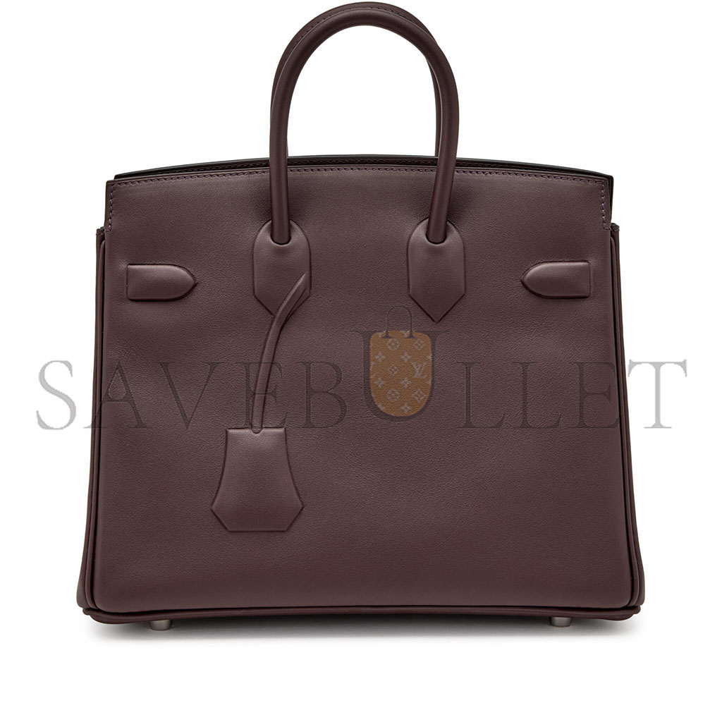HERMÈS BIRKIN 25 SHADOW SWIFT LEATHER PHANTOM SADDLE RED BAG H082629CK76 (25*20*13cm)