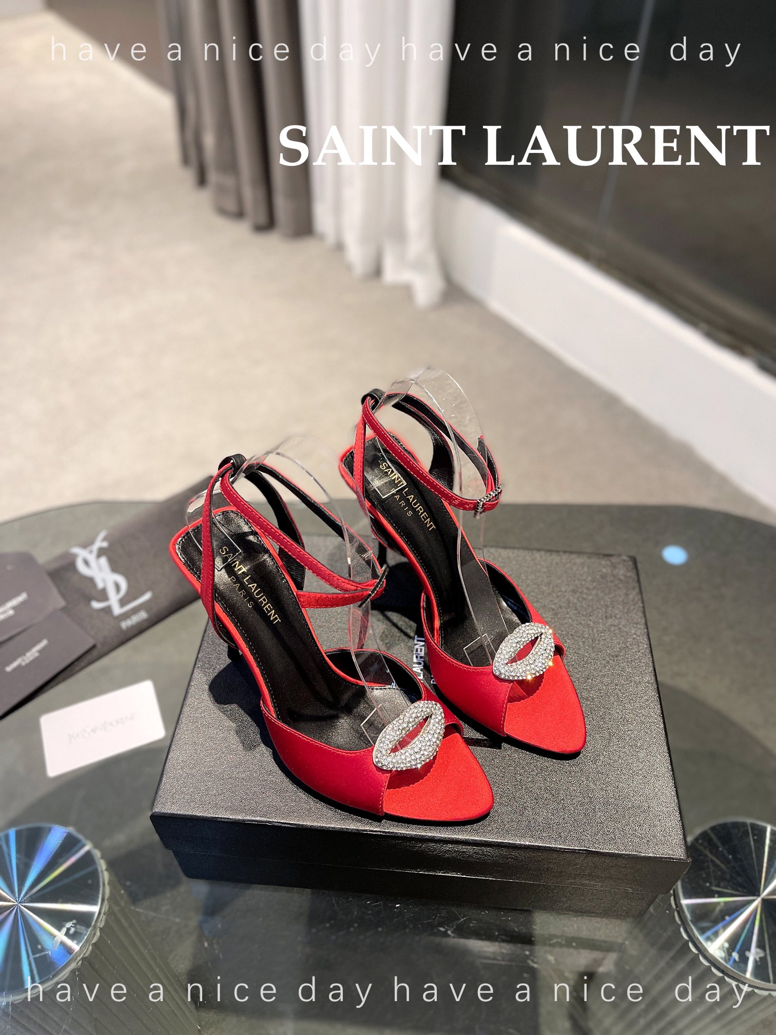 TOP Yves Saint Laurent YSL Pointed Satin Open Heeled High Heels - 4 Colors