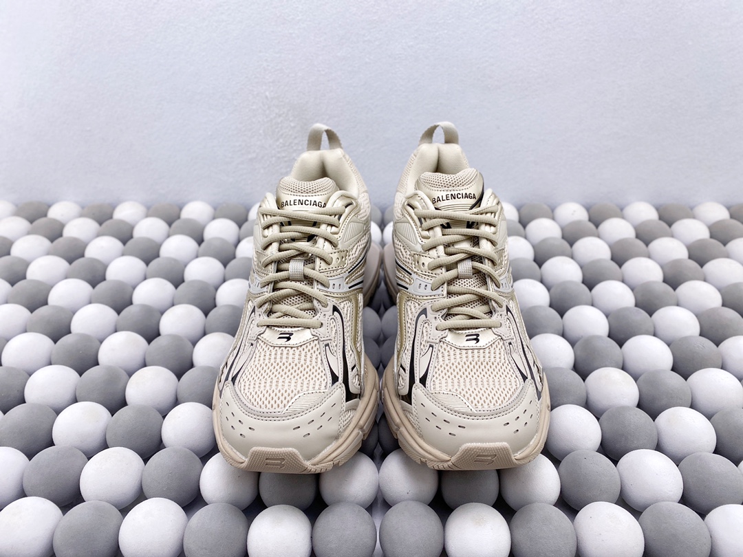 BALENCIAGA Xpander Chunky Sneakers, Beige Mesh Retro Futuristic Running Shoes, Unisex Fashion Casual Sneaker