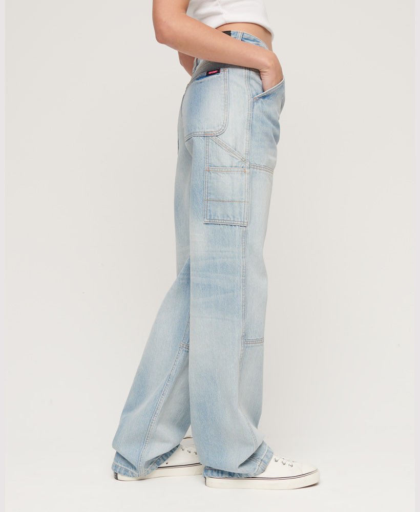 Organic Cotton Mid Rise Denim Carpenter Jeans | Antique Blue 30