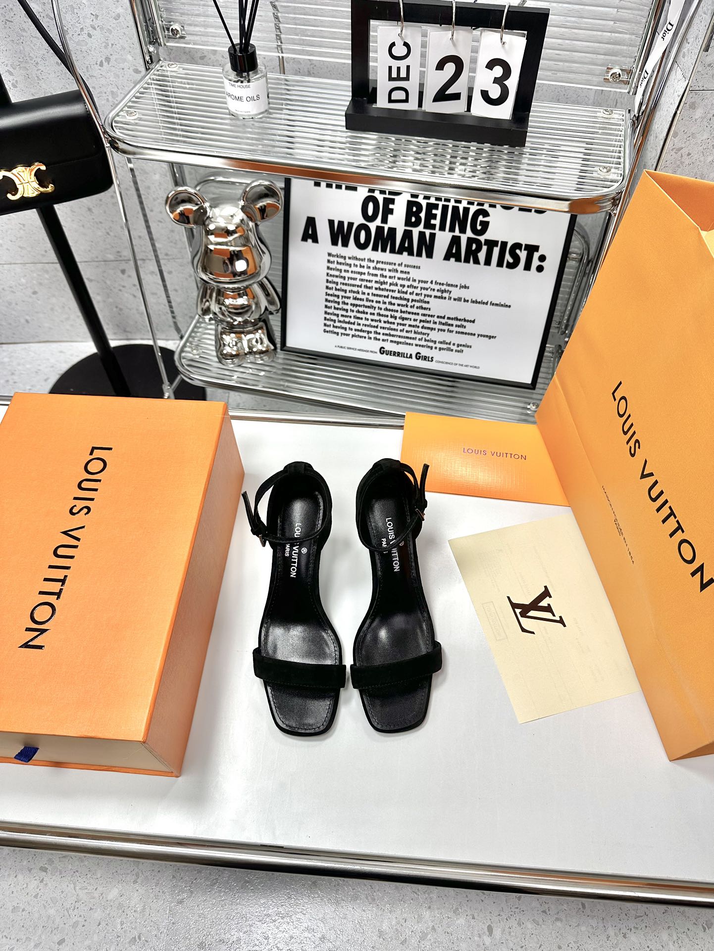 TOP Louis Vuitton LV L*V Diamond Sandals High Heels - balck
