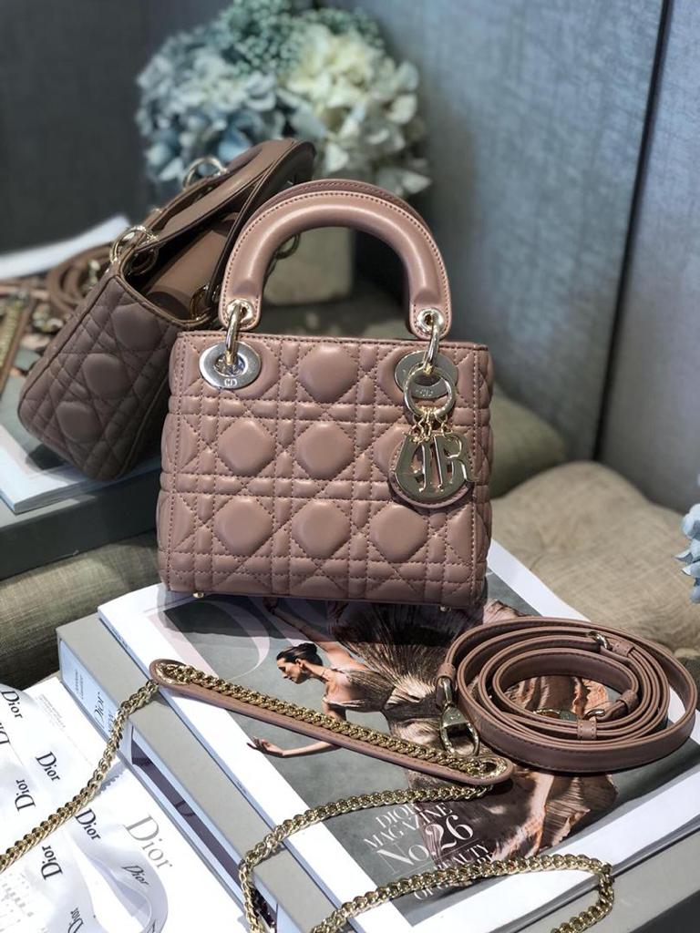 TOP Christian Dior Lady Christian Dior Bag Mini- Dusty Rose